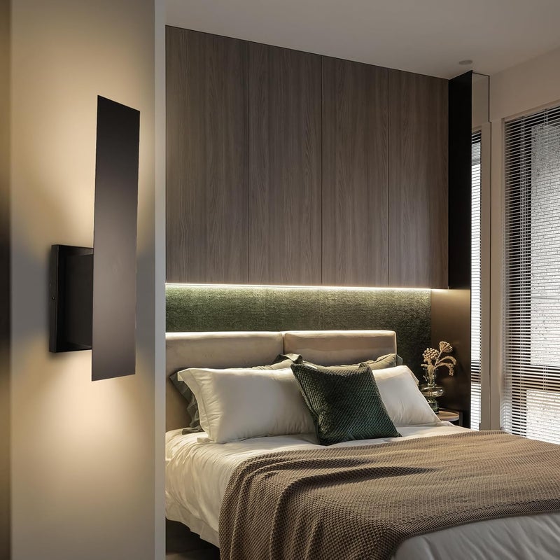 Edwarmlux أضواء حائط داخلية، أضواء حائط عصرية، ضوء حائط مثبت لأعلى ولأسفل، ضوء حائط قابل للتعتيم مثبت بشكل ثابت لغرفة النوم، غرفة المعيشة، الممر، لمبات GU10 غير مشمولة (أسود مطفي) - Image 2